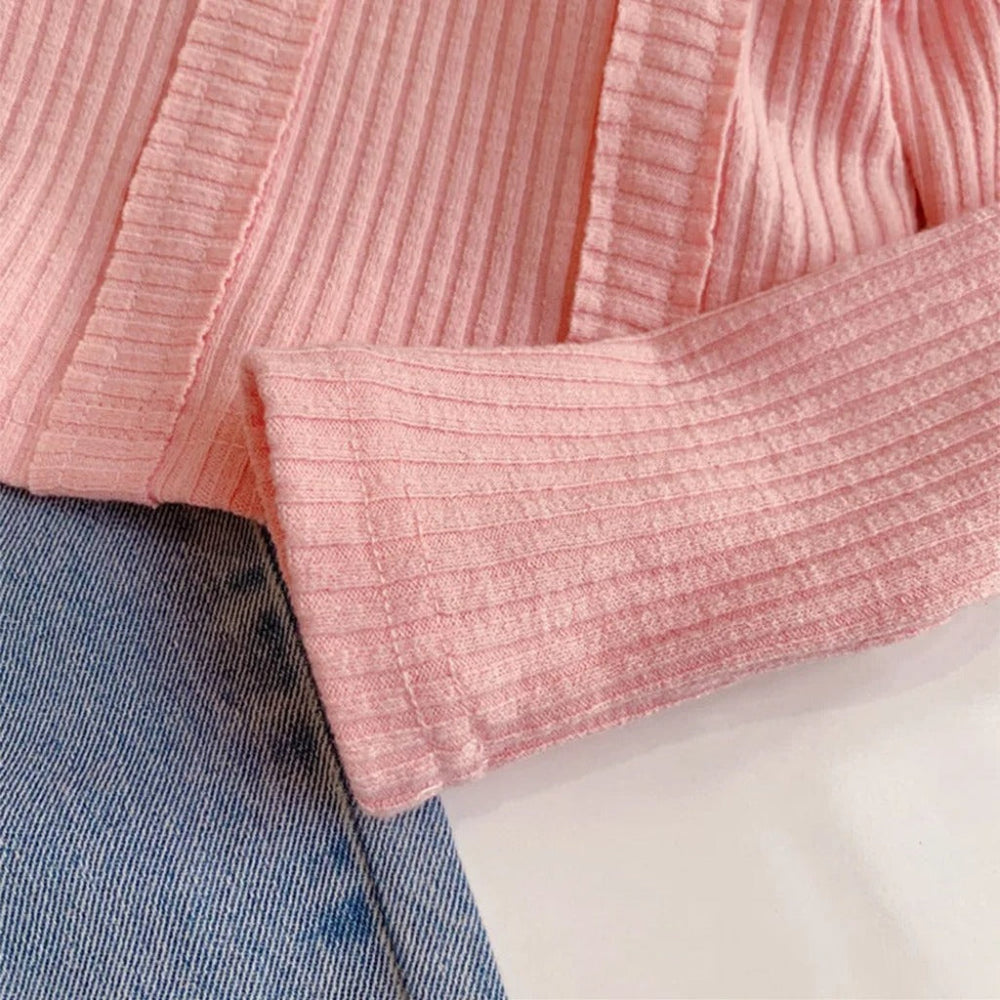 ! Meisjes 2-Delige Denim Broek & Roze Top Set