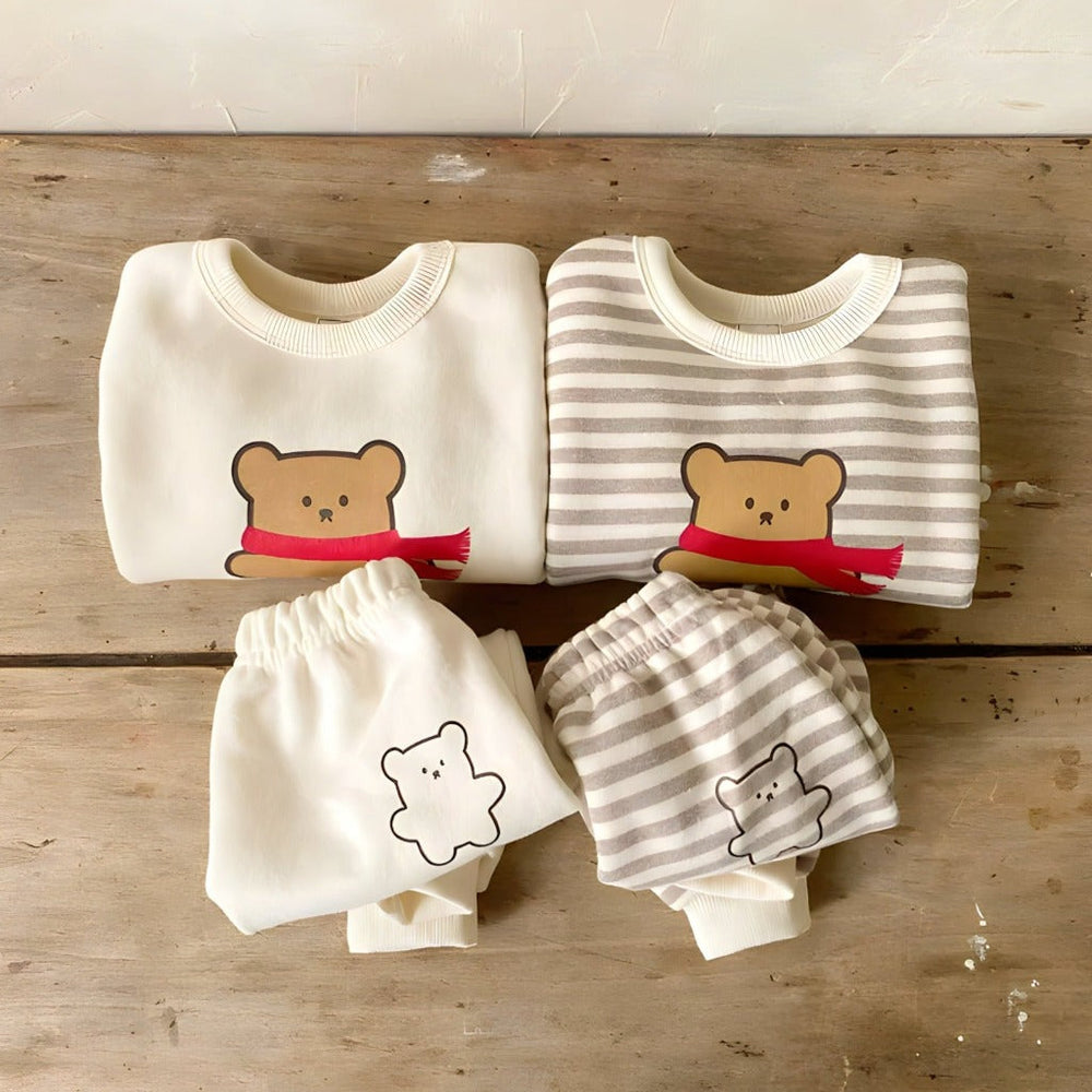 ! Baby & Peuter 2-Delige Bear Set van 100% Biologisch Katoen